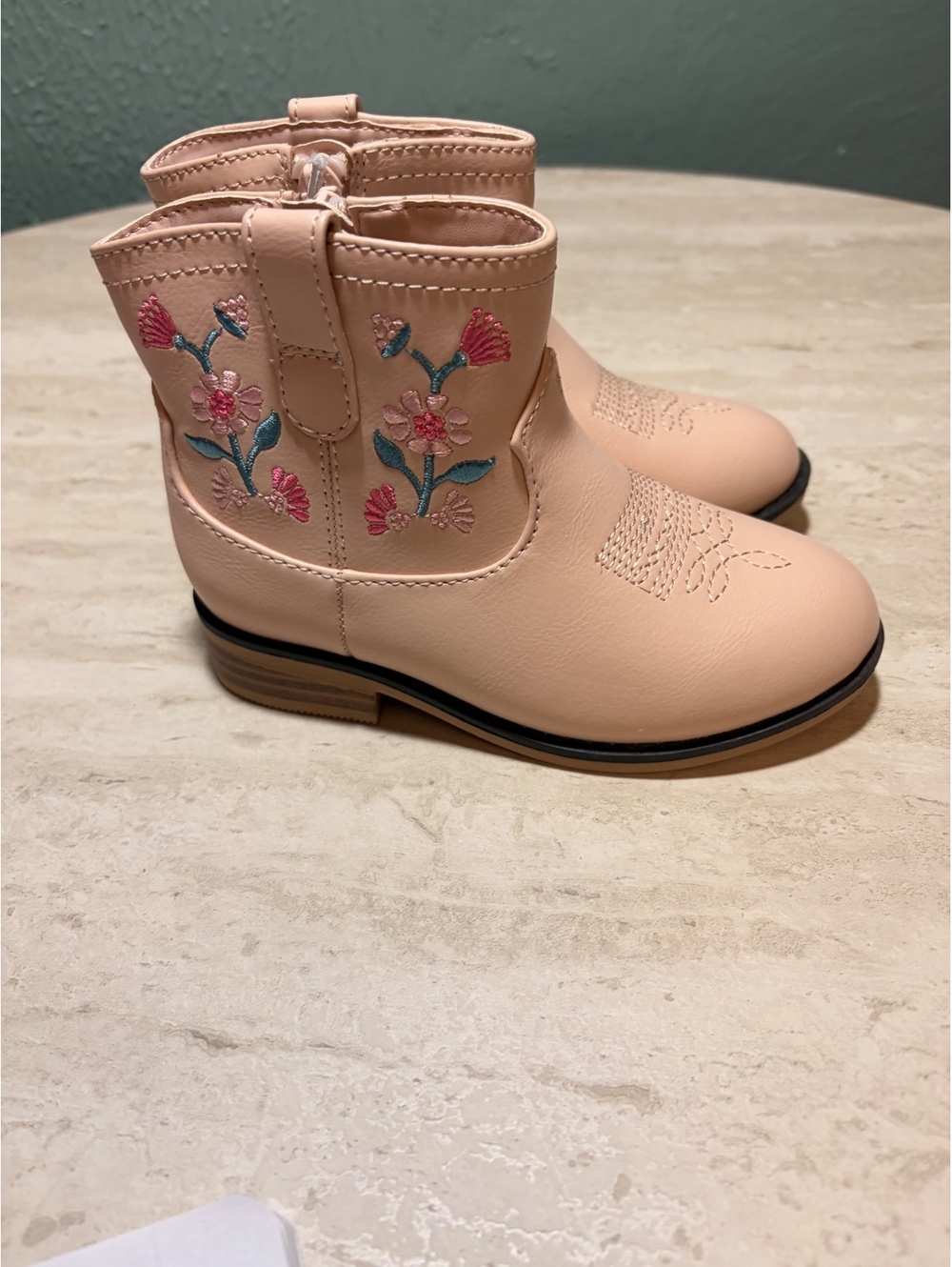 Size 9C Cat & Jack Girls' Pink Embroidered Ankle Boots Size 9